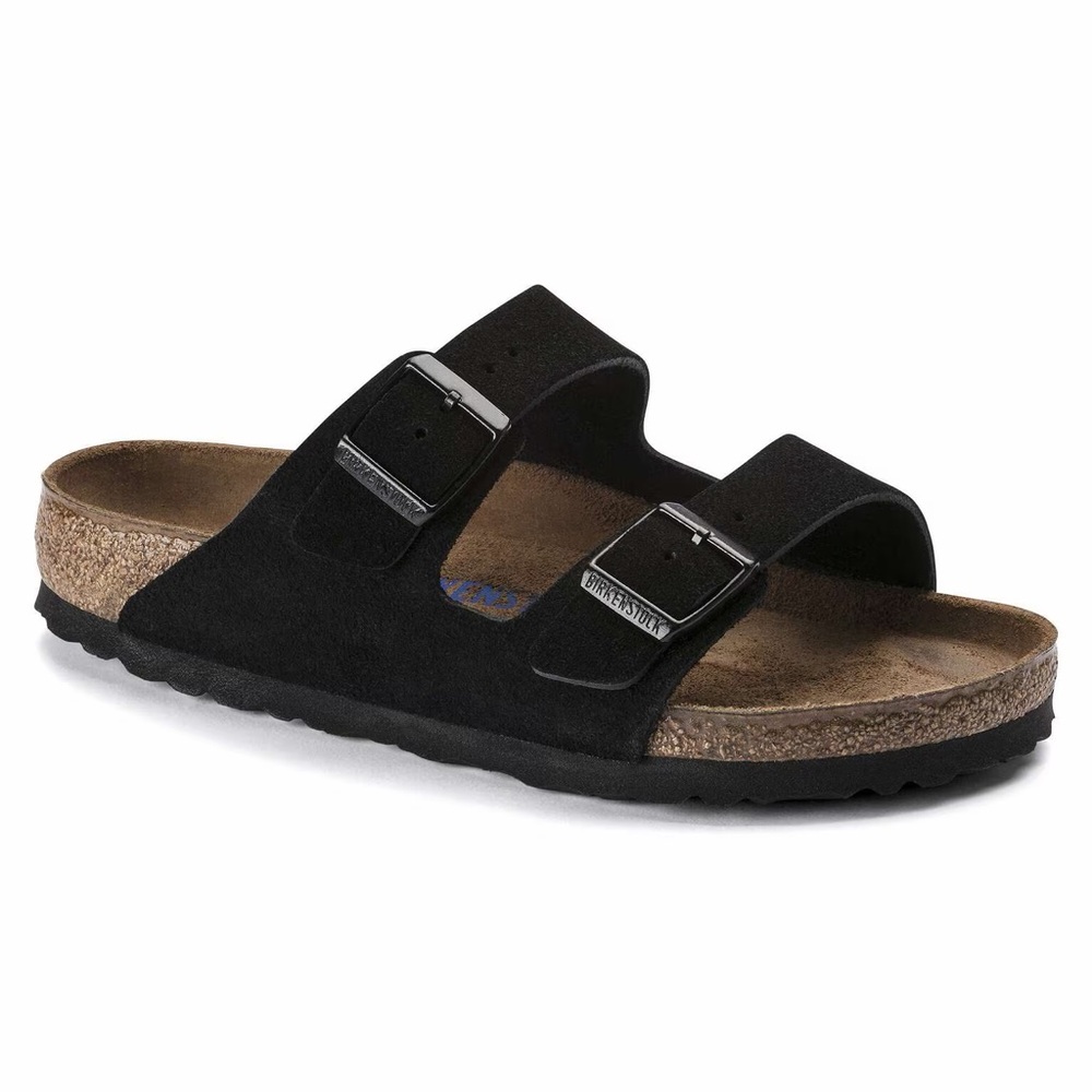 Birkenstock Arizona Soft Footbed Suede Narrow Black